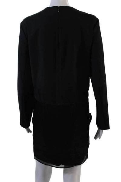 COS Women Shift Dress Black Wool Blend Crew Neck Long Sleeve Size 12