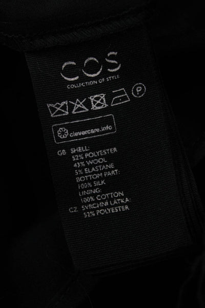 COS Women Shift Dress Black Wool Blend Crew Neck Long Sleeve Size 12