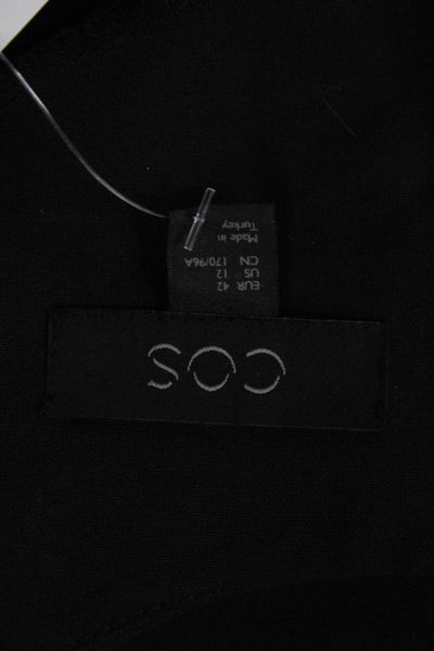 COS Women Shift Dress Black Wool Blend Crew Neck Long Sleeve Size 12