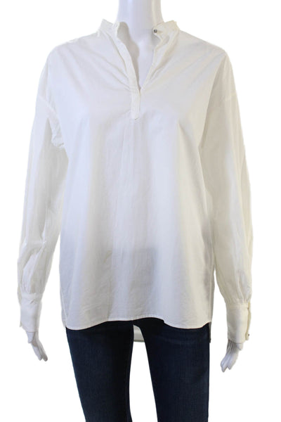 Ba&Sh Women Tunic White 100% Cotton Long Sleeve Button Cuff Size 0