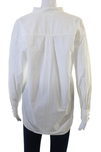 Ba&Sh Women Tunic White 100% Cotton Long Sleeve Button Cuff Size 0