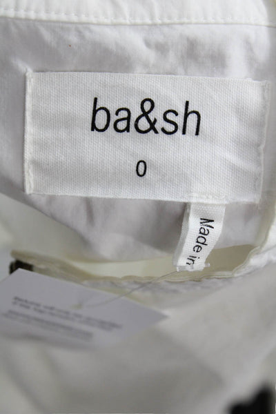 Ba&Sh Women Tunic White 100% Cotton Long Sleeve Button Cuff Size 0