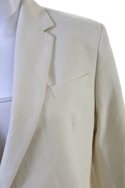 Equipment Womens Notched Collar Long Sleeve Buttoned Blazer Cream Size 4