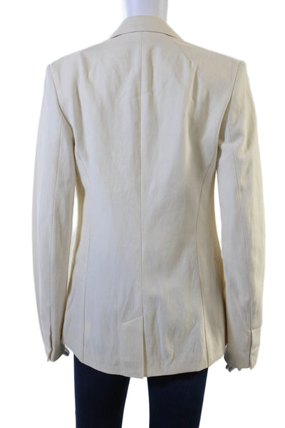 Equipment Womens Notched Collar Long Sleeve Buttoned Blazer Cream Size 4