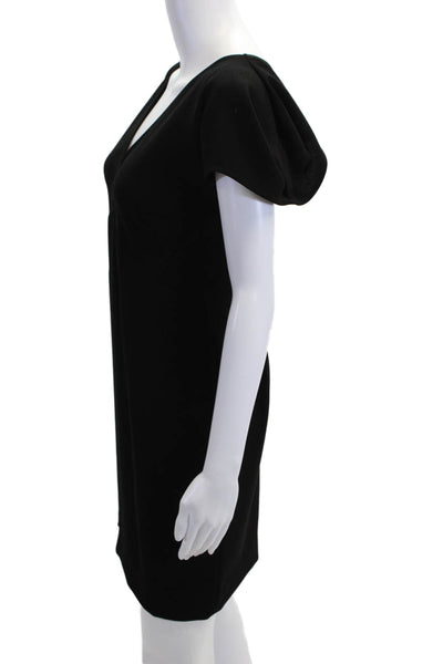Hoss Intropia Women Sheath Mini Dress Black V-Neck Zip Knee-Length Size S
