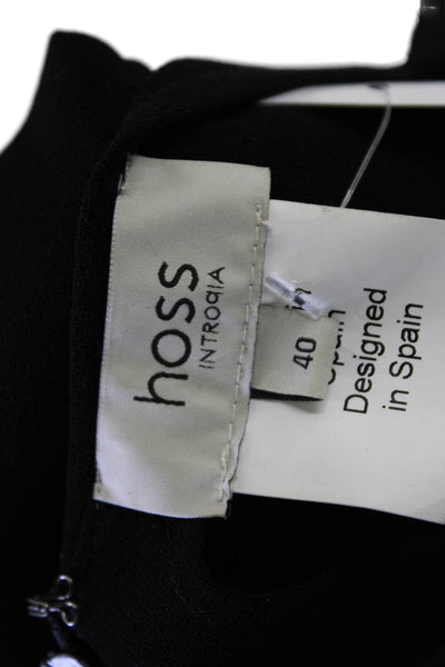 Hoss Intropia Women Sheath Mini Dress Black V-Neck Zip Knee-Length Size S