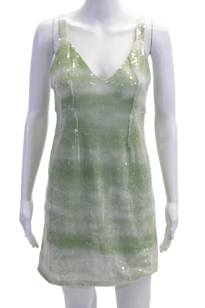 Zara Women Green 90s Slip Mini V-Neck Knee Dress Size S