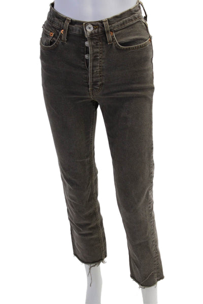 Re/Done Women Cropped Straight Dark Gray Jeans High Rise Size 24