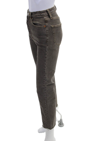 Re/Done Women Cropped Straight Dark Gray Jeans High Rise Size 24