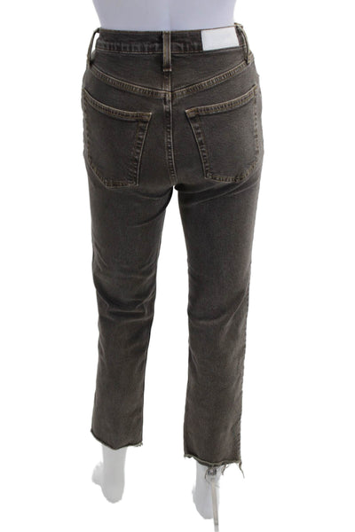 Re/Done Women Cropped Straight Dark Gray Jeans High Rise Size 24