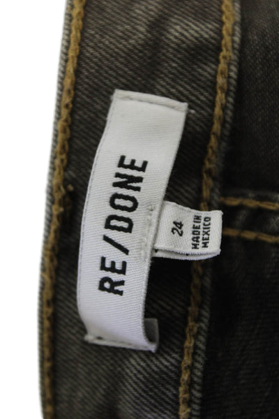 Re/Done Women Cropped Straight Dark Gray Jeans High Rise Size 24