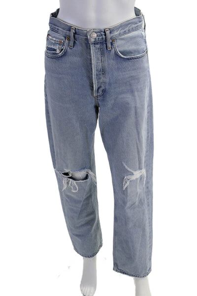 Agolde Unisex Straight High Rise Light Blue Jeans Size 24