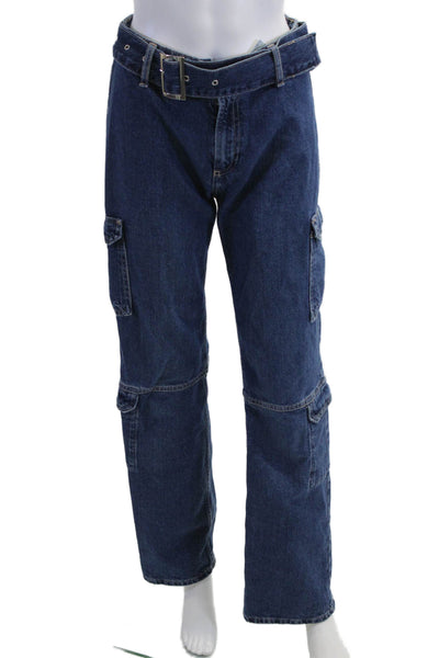 Zara Unisex Straight Cargo Dark Blue Jeans Size 2
