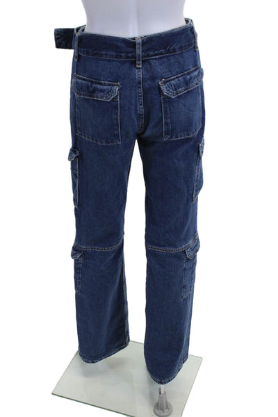 Zara Unisex Straight Cargo Dark Blue Jeans Size 2