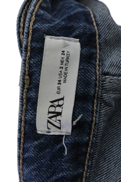 Zara Unisex Straight Cargo Dark Blue Jeans Size 2