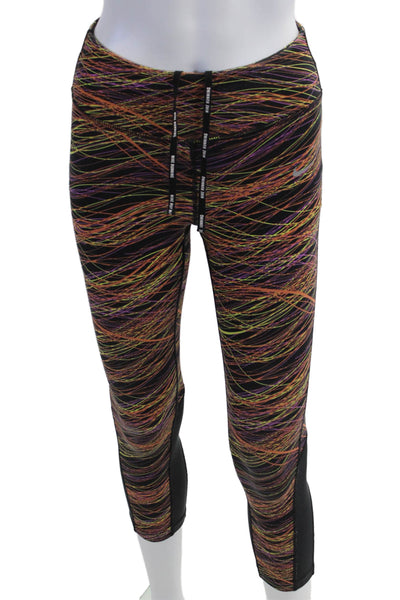 Nike Womens Cropped Colorful Graphic Print Leggings Black Size XS