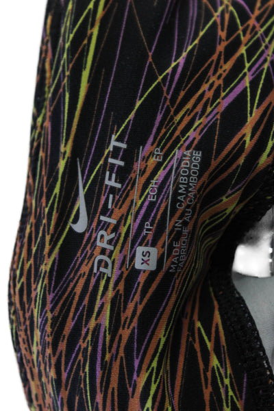 Nike Womens Cropped Colorful Graphic Print Leggings Black Size XS