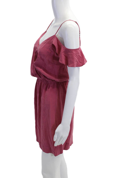 Joie Women Pink Mini Wrap Silk V-Neck Dress Size XS