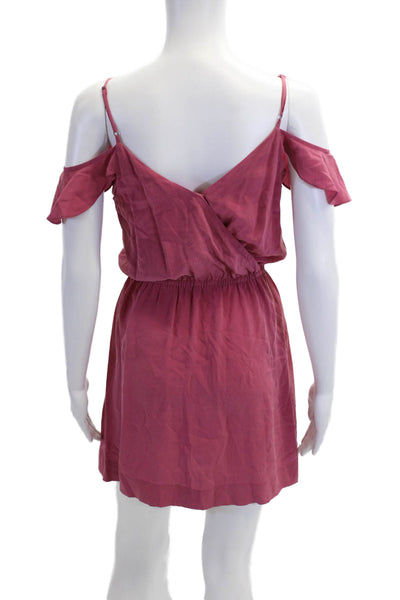 Joie Women Pink Mini Wrap Silk V-Neck Dress Size XS
