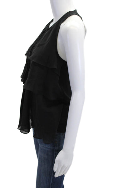 Haute Hippie Women Black Silk Sleeveless Tank Round Neck Bohemian Size XS
