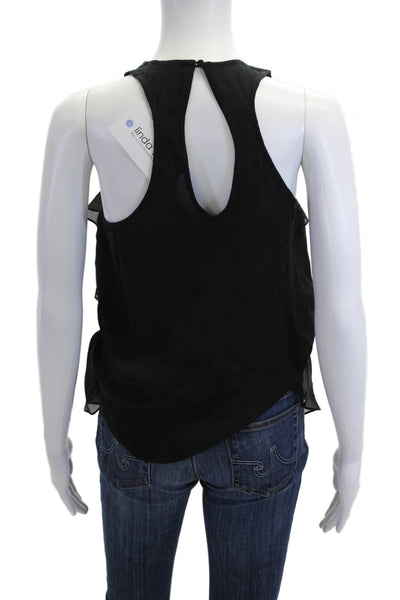 Haute Hippie Women Black Silk Sleeveless Tank Round Neck Bohemian Size XS