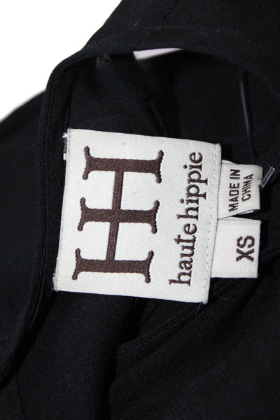 Haute Hippie Women Black Silk Sleeveless Tank Round Neck Bohemian Size XS