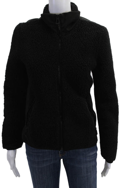 Aether Women Black Wool-Blend High Neck Zip Jacket Size XS