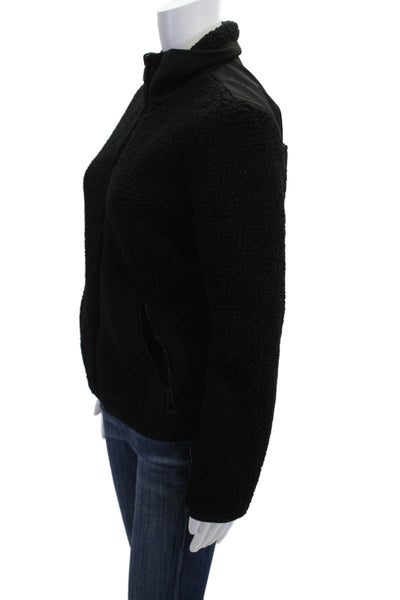 Aether Women Black Wool-Blend High Neck Zip Jacket Size XS