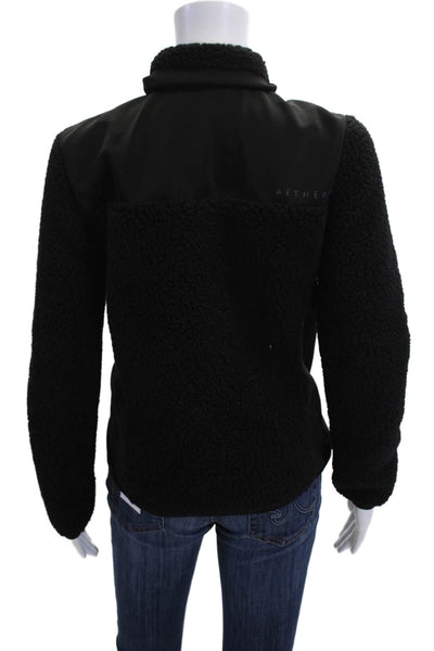 Aether Women Black Wool-Blend High Neck Zip Jacket Size XS