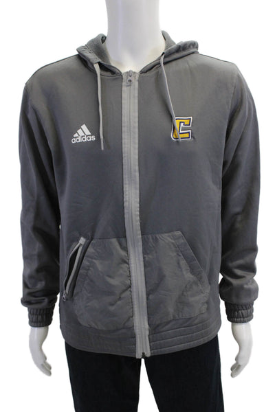 Adidas Mens Full-Zip Hoodie Gray Size M