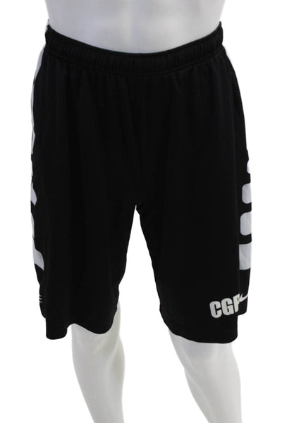 Nike Mens Sweat Shorts Black Graphic Print Polyester Sports Size XL