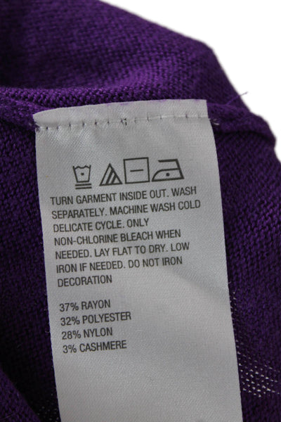 Iman, Women, Purple V-Neck Pullover 3/4 Sleeve Cashmere Blend Size L