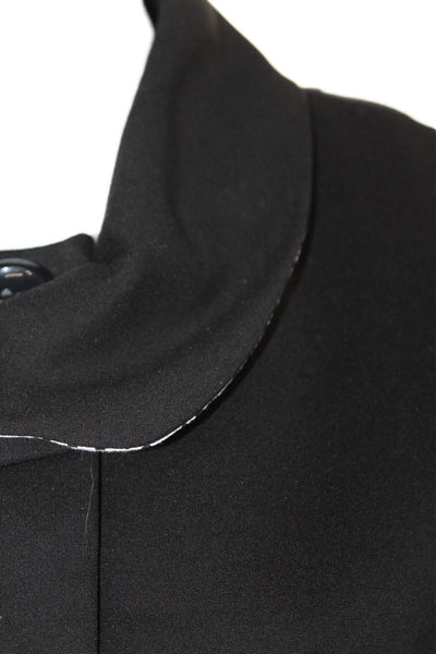 Luii Women Black Collared Button Jacket 3/4 Sleeve Classic Size L