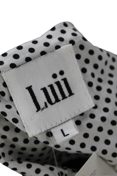 Luii Women Black Collared Button Jacket 3/4 Sleeve Classic Size L