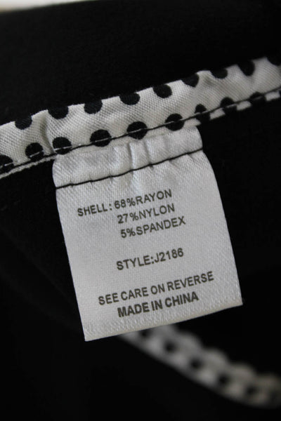 Luii Women Black Collared Button Jacket 3/4 Sleeve Classic Size L