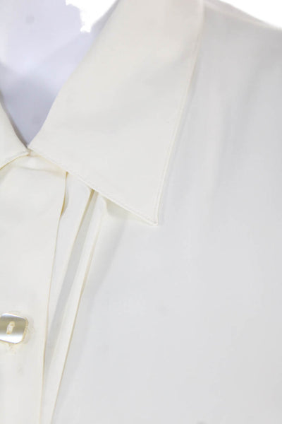 Anne Fontaine Womens Collared Long Sleeve Button-Up Blouse Beige Size 4