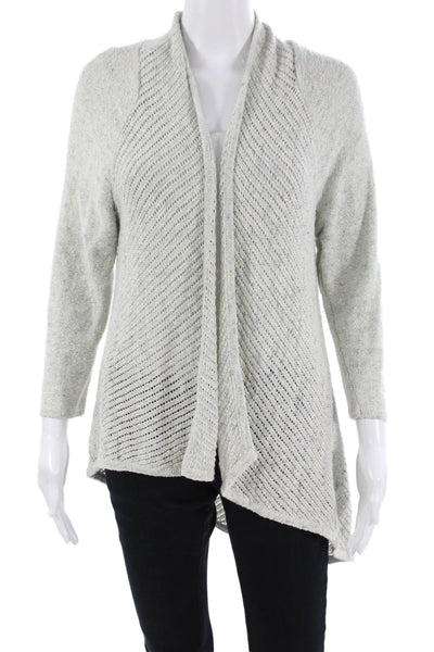 Kinross Cashmere Womens Cardigan Gray 100% Cotton Long Sleeve Size L