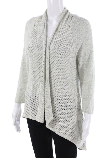 Kinross Cashmere Womens Cardigan Gray 100% Cotton Long Sleeve Size L