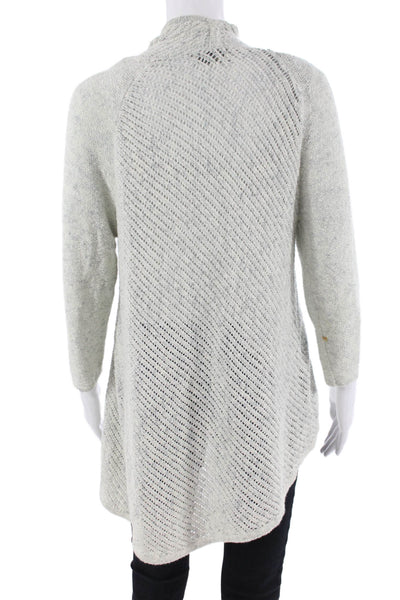 Kinross Cashmere Womens Cardigan Gray 100% Cotton Long Sleeve Size L