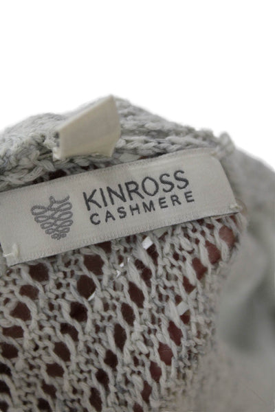 Kinross Cashmere Womens Cardigan Gray 100% Cotton Long Sleeve Size L