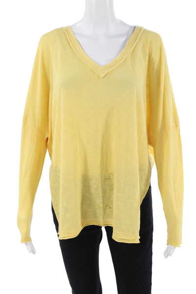 We The Free Women Bohemian V-Neck Long Sleeve Tunic Yellow Size M