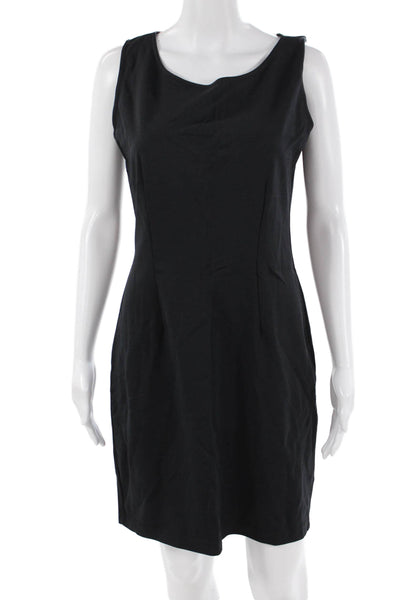 Tibi Womens Sheath Dress Black Sleeveless Round Neck Knee-Length Size 8