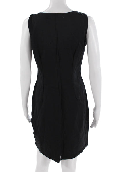 Tibi Womens Sheath Dress Black Sleeveless Round Neck Knee-Length Size 8