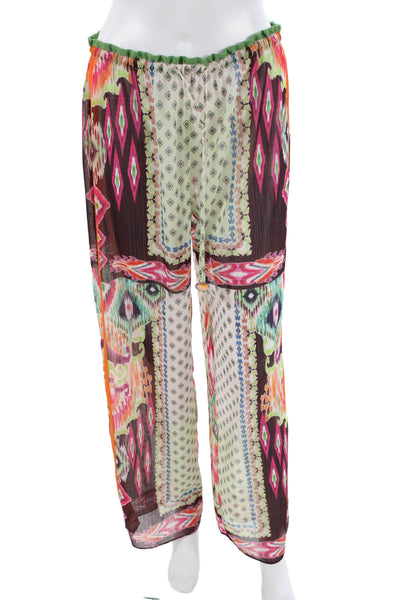 Zara Women Multi-Color Aztec Geometric Drawstring Polyester Blend Pants Size M