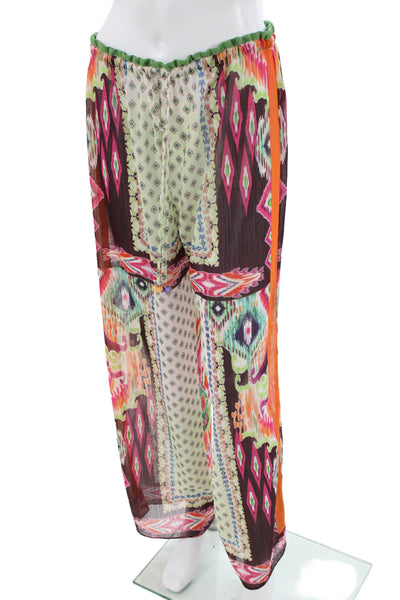 Zara Women Multi-Color Aztec Geometric Drawstring Polyester Blend Pants Size M