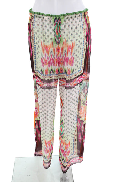 Zara Women Multi-Color Aztec Geometric Drawstring Polyester Blend Pants Size M