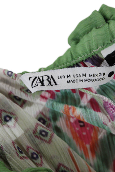 Zara Women Multi-Color Aztec Geometric Drawstring Polyester Blend Pants Size M
