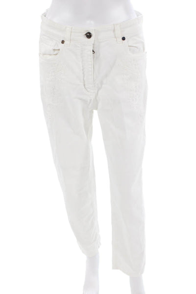 Etro Unisex Boyfriend White High-Rise Cotton Designer Jeans Size 31