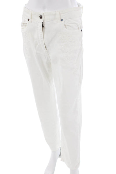 Etro Unisex Boyfriend White High-Rise Cotton Designer Jeans Size 31