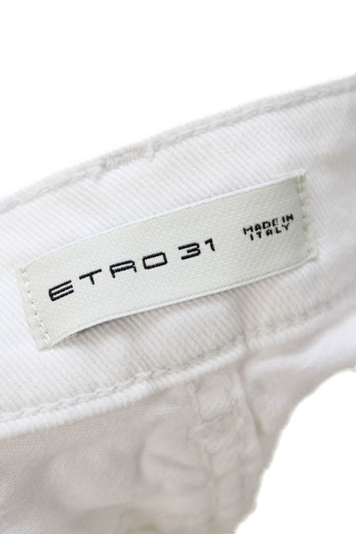 Etro Unisex Boyfriend White High-Rise Cotton Designer Jeans Size 31